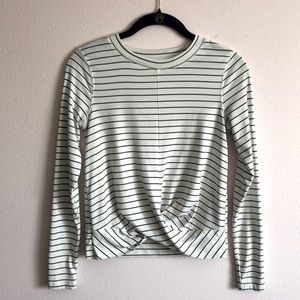 Old Navy Active White/Cream Navy Stripe Twist Long Sleeve Shirt